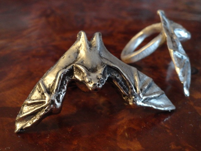 Winged Bat Ring, Sterling Silver