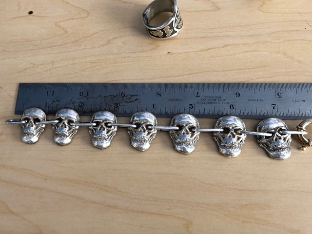Skull Bracelet, Sterling Silver - Image 3