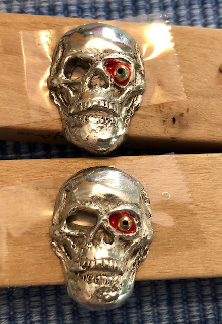 Red Eye Skull Pendant - Sterling Silver