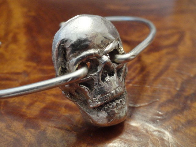 Skull Cuff Bracelet - Sterling Silver - Image 2